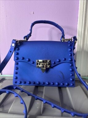 Blue Studded Crossbody Handbag - Women
